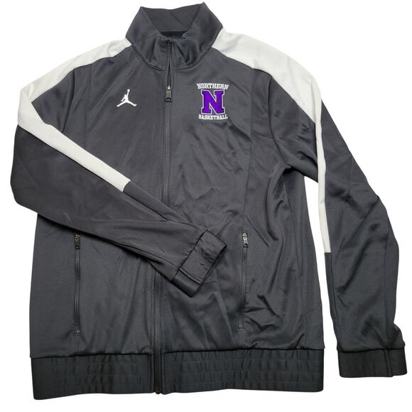 Jordan Jumpman Northern Basketball Full Zip Black White Warm-up Jacket Men's L - Picture 1 of 7